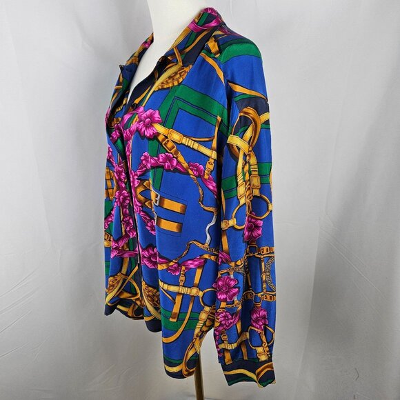 SOLD DO NOT BUY  Blouse Shirt Size 16 Multicolor Floral & Chain Print - Picture 3 of 8
